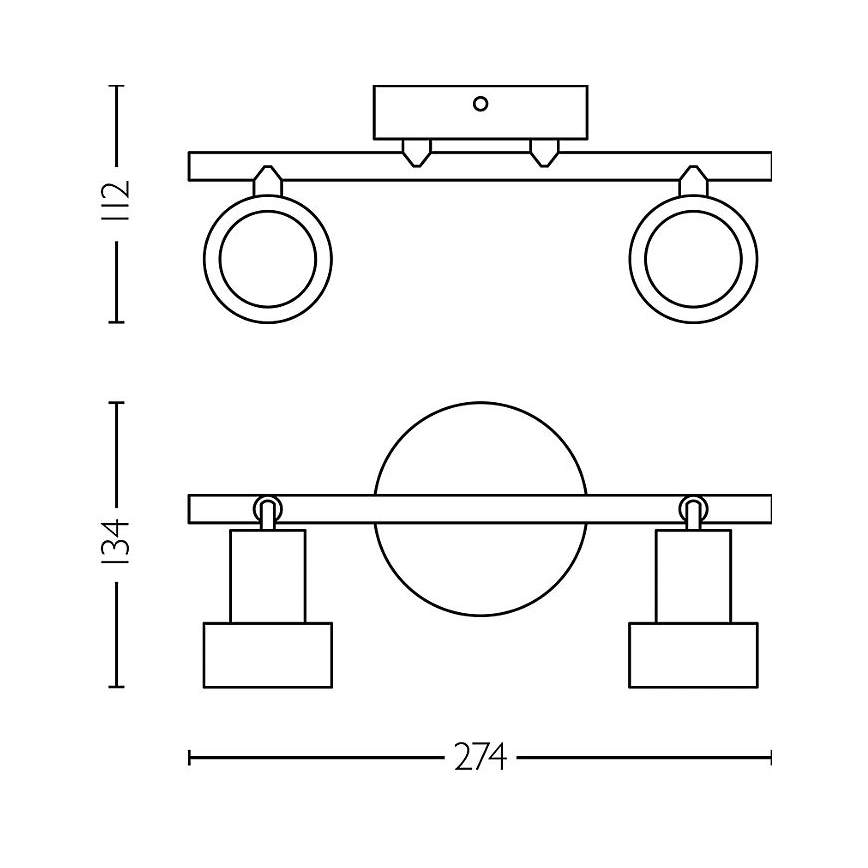 Philips - Spotlight CONDUIT 2xGU10/5W/230V svart/mässing