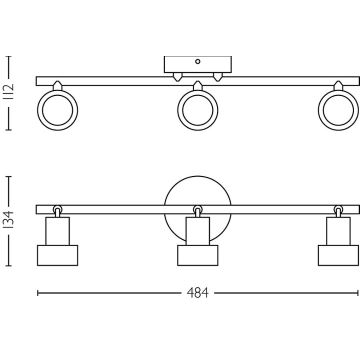 Philips - Spotlight CONDUIT 3xGU10/5W/230V svart/mässing