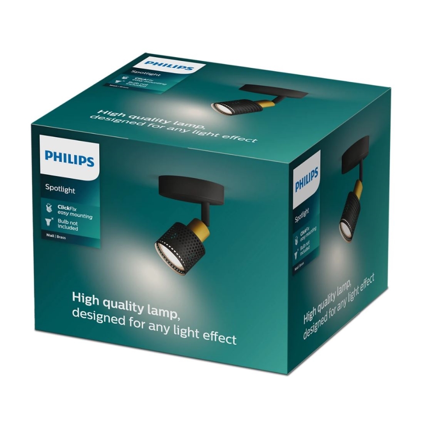 Philips - Spotlight NIALL 1xGU10/5W/230V svart/mässing