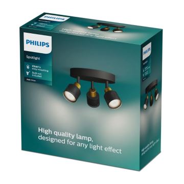 Philips - Spotlight NIALL 3xGU10/5W/230V svart/mässing