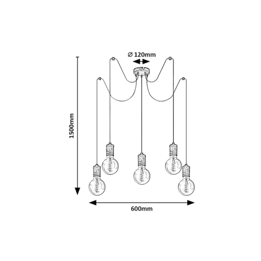 Rabalux - Ljuskrona med upphängningsrem 5xE27/25W/230V
