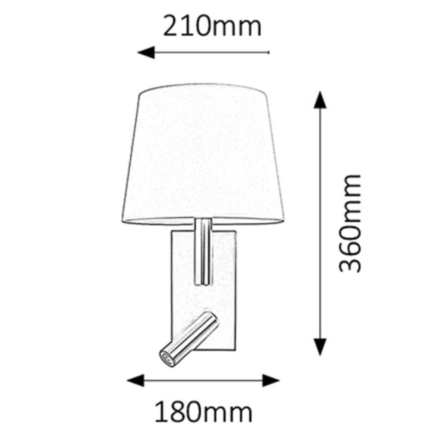 Rabalux 6539 - Väggbelysning HARVEY E27/40W + LED/3W