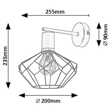 Rabalux - Vägglampa 1xE27/40W/230V diameter 20 cm svart