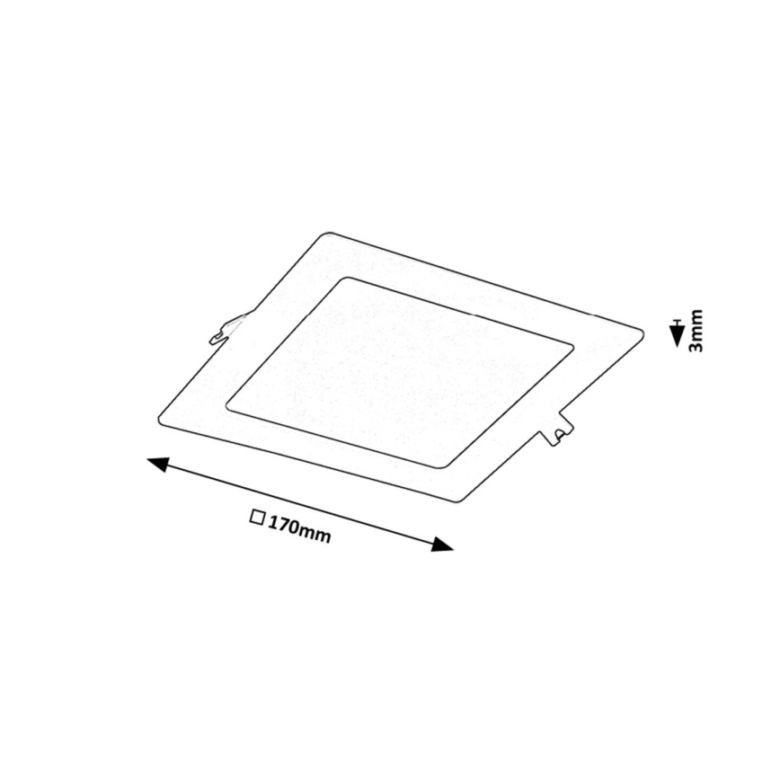 Rabalux - LED infälld belysning LED/12W/230V 17x17 cm svart