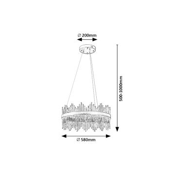 Rabalux - LED ljuskrona med textilsladd LED/36W/230V 3000/4000/6000K guld