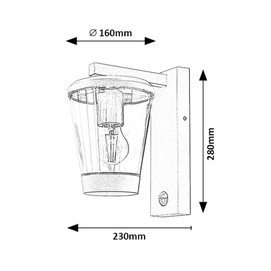 Rabalux - Vägglampa för utomhusbruk med en sensor 1xE27/40W/230V IP44