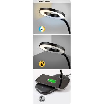 Rabalux - LED Dimbar touch bordslampa med trådlös laddning LED/5W/5V 2700-6000K svart