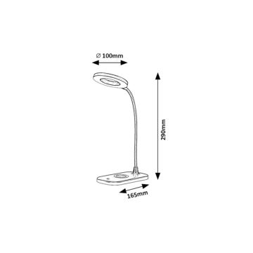 Rabalux - LED Dimbar touch bordslampa med trådlös laddning LED/5W/5V 2700-6000K svart