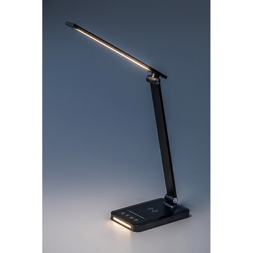 Rabalux 74213 - LED Ljusreglerad flexible bordslampa med trådlös laddning QI och USB LED/5W/5V 3000-6500K