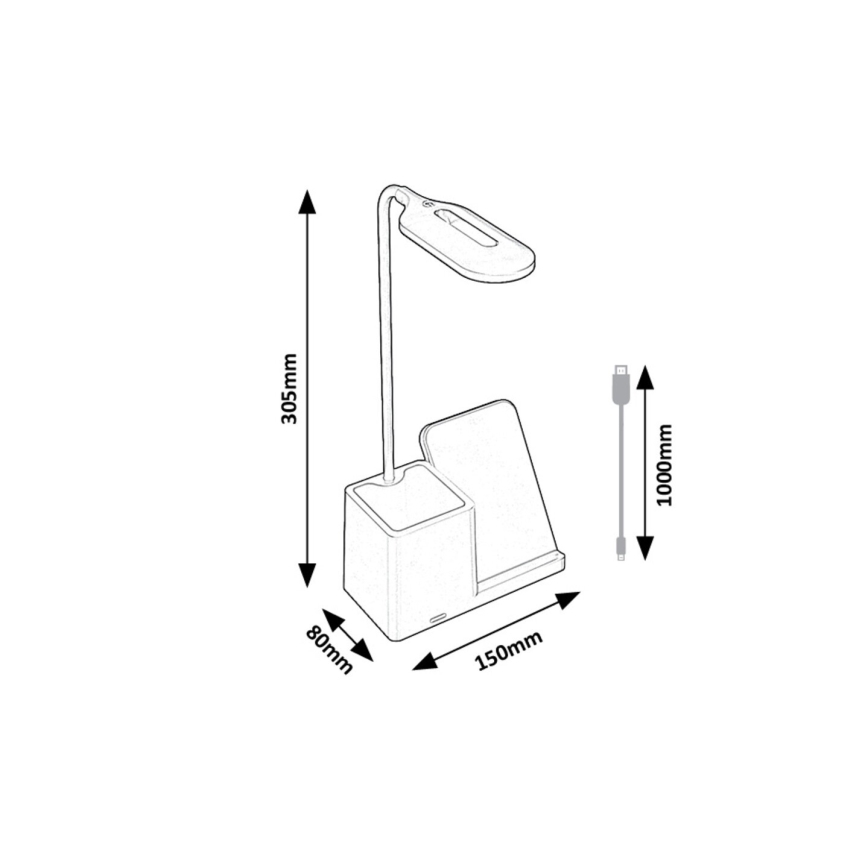 Rabalux - LED Dimbar bordslampa med trådlös laddning QI LED/4W/5V 3000/4000/6500K vit