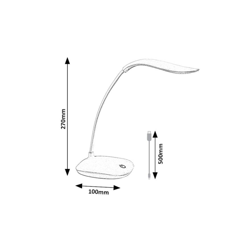 Rabalux - LED Ljusreglerad flexible bordslampa LED/2W/5V vit