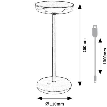 Rabalux - LED Ljusreglerad rechargeable utomhus lampa LED/6W/5V IP44 1800 mAh brun