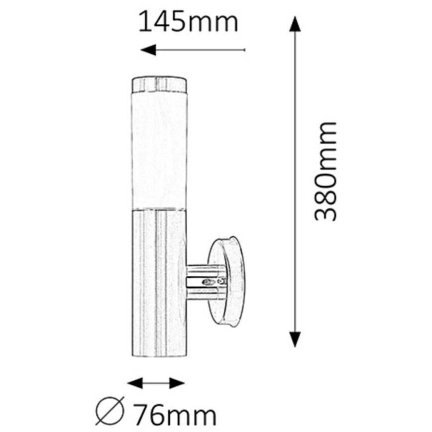 Rabalux 8262 - Utomhus Väggbelysning INOX Fackla 1xE27/25W