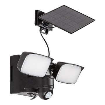 Rabalux - LED Solar wall flexible belysning med sensor och external panel 2xLED/5W/3,7V IP54 svart