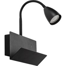 Rabalux - Vägglampa med hylla och USB port 1xGU10/25W/230V svart