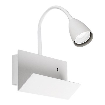 Rabalux - Vägglampa med hylla och USB port 1xGU10/25W/230V vit