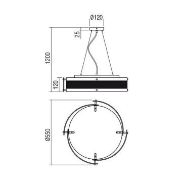 Redo 01-1463 - Ljuskrona med textilsladd ZELDA 5xE27/42W/230V diameter 55 cm