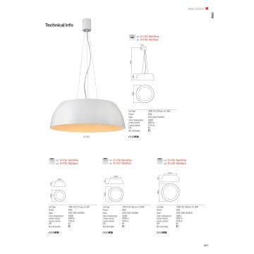 Redo 01-1732 - LED ljuskrona med textilsladd BLAIR LED/55W/230V 3000K vit