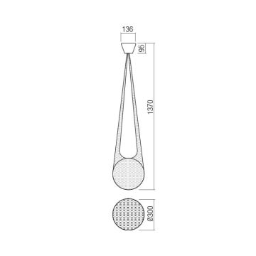 Redo 01-1973 - LED ljuskrona med textilsladd ALLURIA 1xE27/7W/230V diameter 30 cm