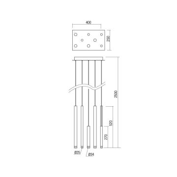 Redo 01-2048 - LED ljuskrona med textilsladd MADISON 8xLED/4W/230V svart