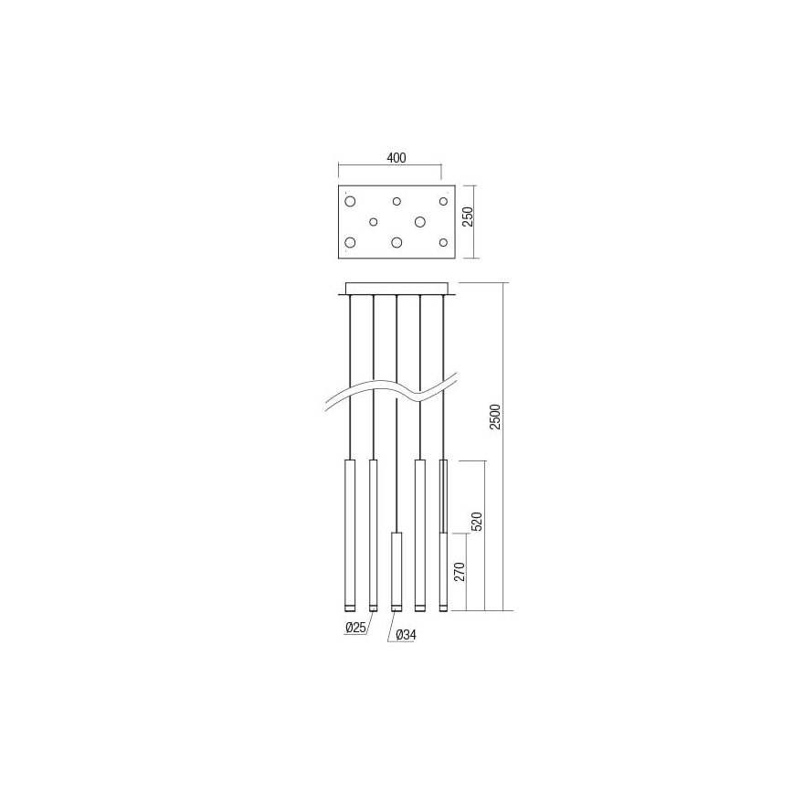 Redo 01-2048 - LED ljuskrona med textilsladd MADISON 8xLED/4W/230V svart