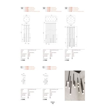 Redo 01-2055 - LED ljuskrona med textilsladd MADISON 14xLED/4W/230V koppar