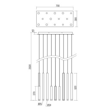 Redo 01-2055 - LED ljuskrona med textilsladd MADISON 14xLED/4W/230V koppar