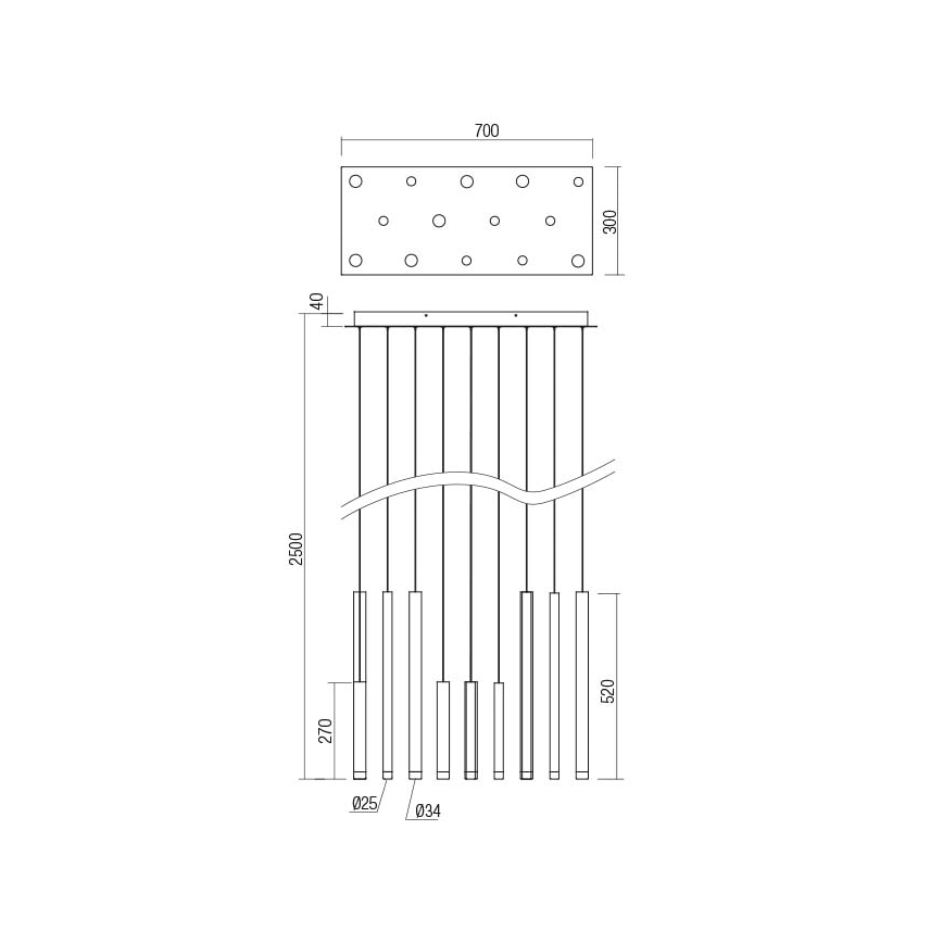 Redo 01-2055 - LED ljuskrona med textilsladd MADISON 14xLED/4W/230V koppar