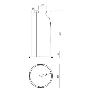 Redo 01-2203 - LED ljuskrona med textilsladd UNION LED/34W/230V CRI 90 3000K diameter 60 cm guld