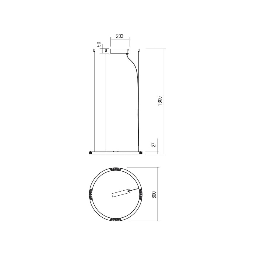 Redo 01-2203 - LED ljuskrona med textilsladd UNION LED/34W/230V CRI 90 3000K diameter 60 cm guld