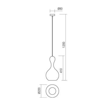 Redo 01-2259 - Ljuskrona med textilsladd LOB 1xE27/42W/230V diameter 22 cm grå