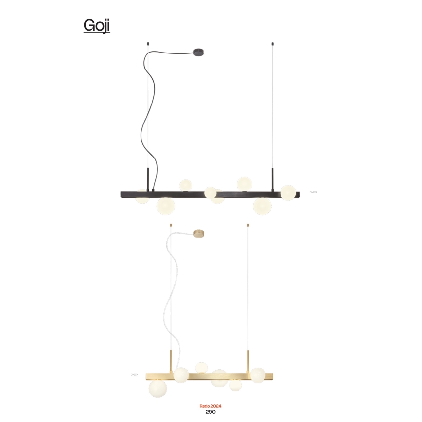 Redo 01-2376 - Ljuskrona med textilsladd GOJI 8xG9/28W/230V guld