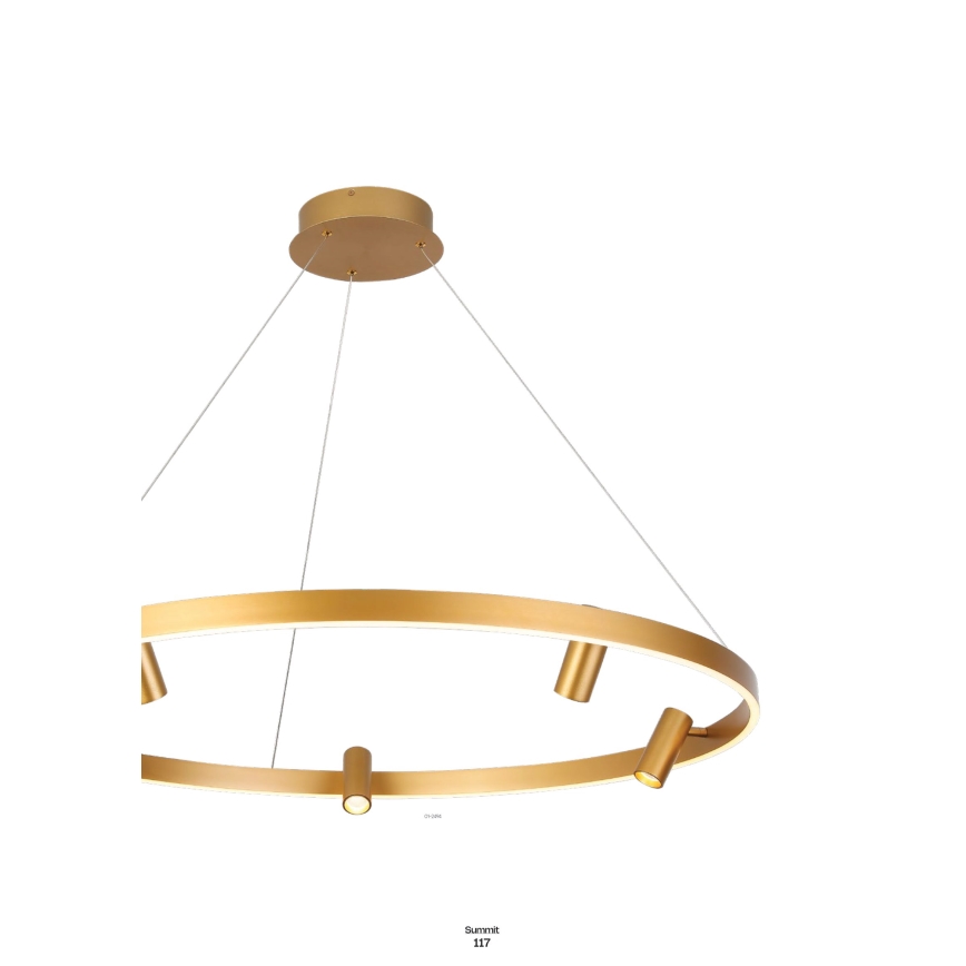 Redo 01-2490 - LED ljuskrona med textilsladd SUMMIT LED/38W/230V CRI 90 diameter 61,6 cm guld