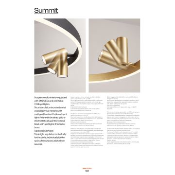 Redo 01-2490 - LED ljuskrona med textilsladd SUMMIT LED/38W/230V CRI 90 diameter 61,6 cm guld