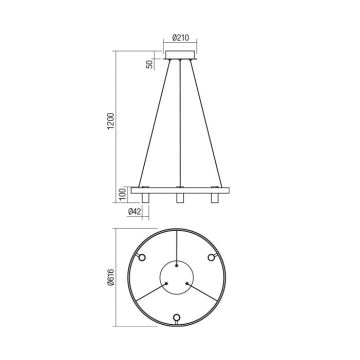 Redo 01-2490 - LED ljuskrona med textilsladd SUMMIT LED/38W/230V CRI 90 diameter 61,6 cm guld