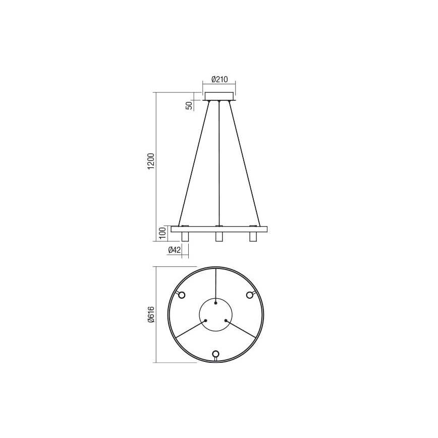 Redo 01-2490 - LED ljuskrona med textilsladd SUMMIT LED/38W/230V CRI 90 diameter 61,6 cm guld