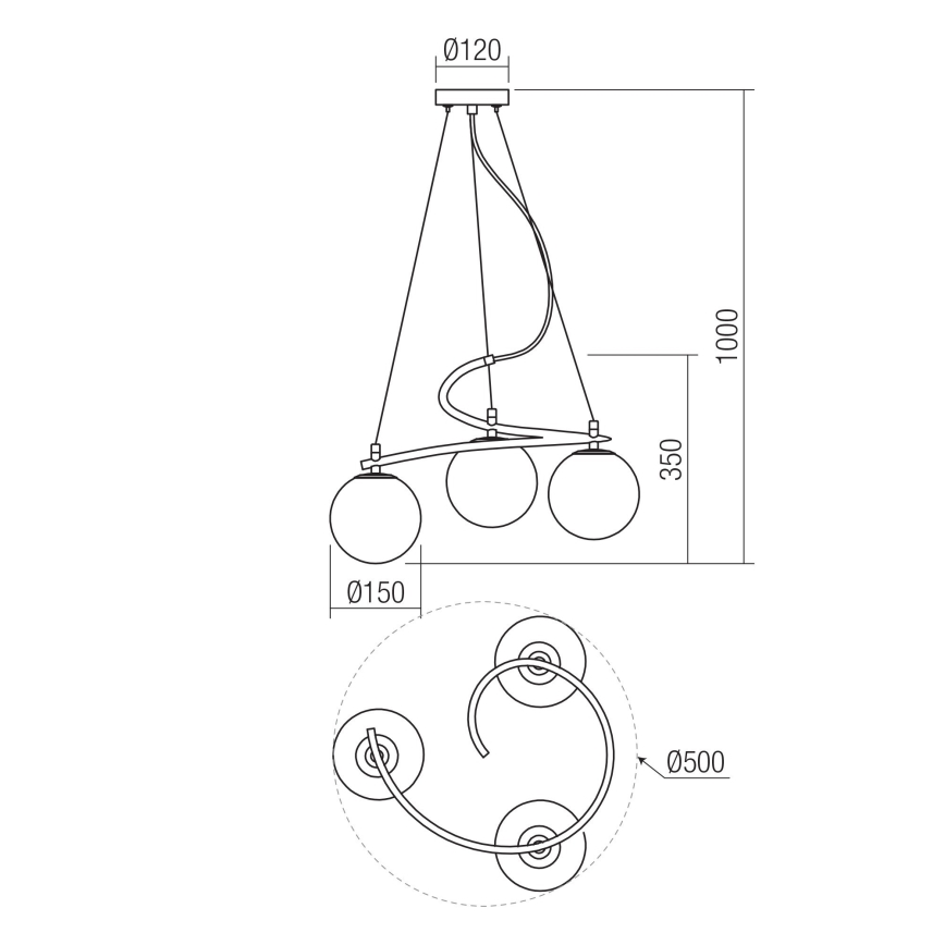 Redo 01-2715 - Ljuskrona med textilsladd VOLLEY 3xE14/28W/230V guld