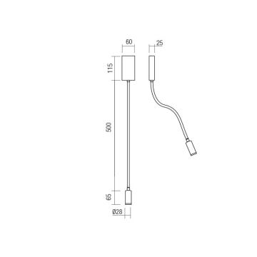 Redo 01-2754 - LED vägglampa WALLIE LED/3W/230V USB CRI 90 vit