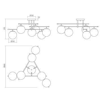 Redo 01-2948 - Taklampa ESSENTIAL 6xE14/28W/230V