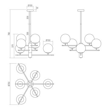 Redo 01-2950 - Pendelkrona ESSENTIAL 6xE14/28W/230V