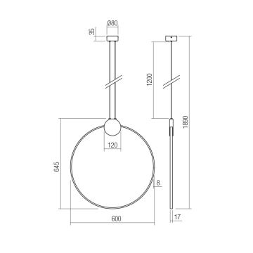 Redo 01-3107 - LED ljuskrona med textilsladd ATOM LED/20W/230V diameter 60 cm