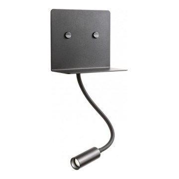 Redo 01-3211 - LED väggbelysning med en flexible liten lampa MOKA LED/6W + LED/3W/230V USB CRI90 svart