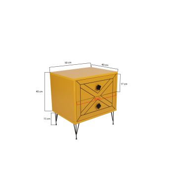 Sängbord LUNA 55x50 cm gul