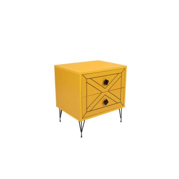 Sängbord LUNA 55x50 cm gul