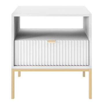 Sängbord NOVA 56x54 cm vit/guld