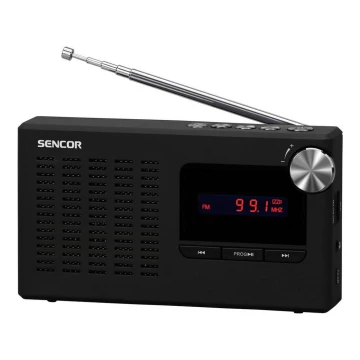 Sencor - Bärbar PLL FM-radiomottagare 5W 800 mAh 3,7V USB och MicroSD