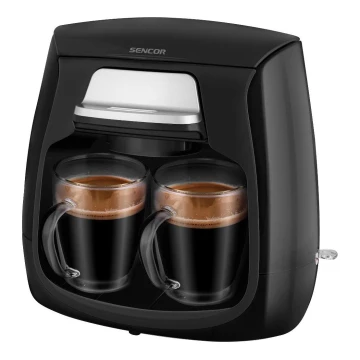 Sencor - Kaffekokare med två muggar 500W/230V svart