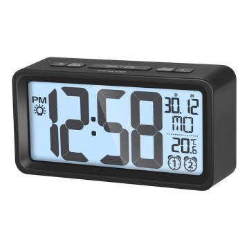 Sencor - Väckarklocka med LCD display med termometer 2xAAA svart