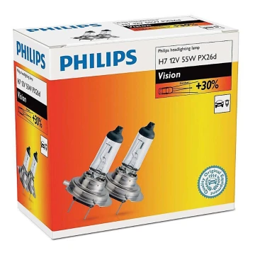 SET 2x Billampor Philips VISION 12972PRC2 H7 PX26d/55W/12V