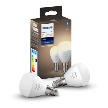 SET 2x Dimbar LED-lampa Hue WHITE Vit P45 E14/5,5W/230V 2700K